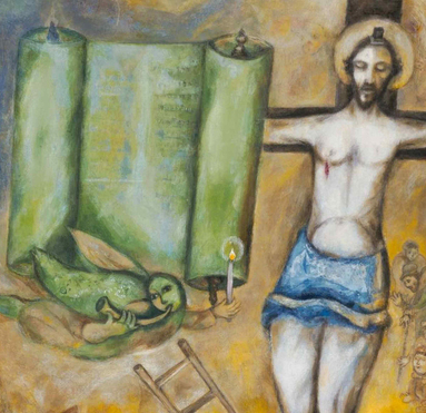 2EJBJRH La Crucifixion en jaune. Museum: Musee national d'art moderne, Centre Georges Pompidou, Paris. Author: MARC CHAGALL.